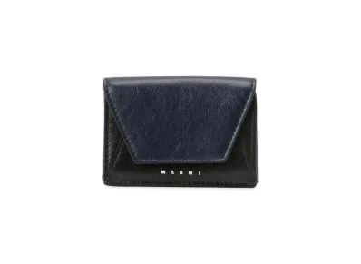 Marni Leather Tri-Fold Wallet "Navy Blue/Black"
