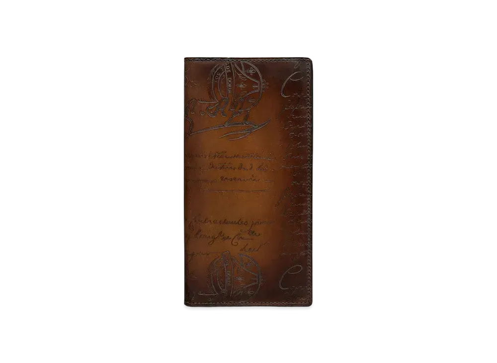 Berluti Santal Scritto Leather Long Wallet "Cacao Intenso"