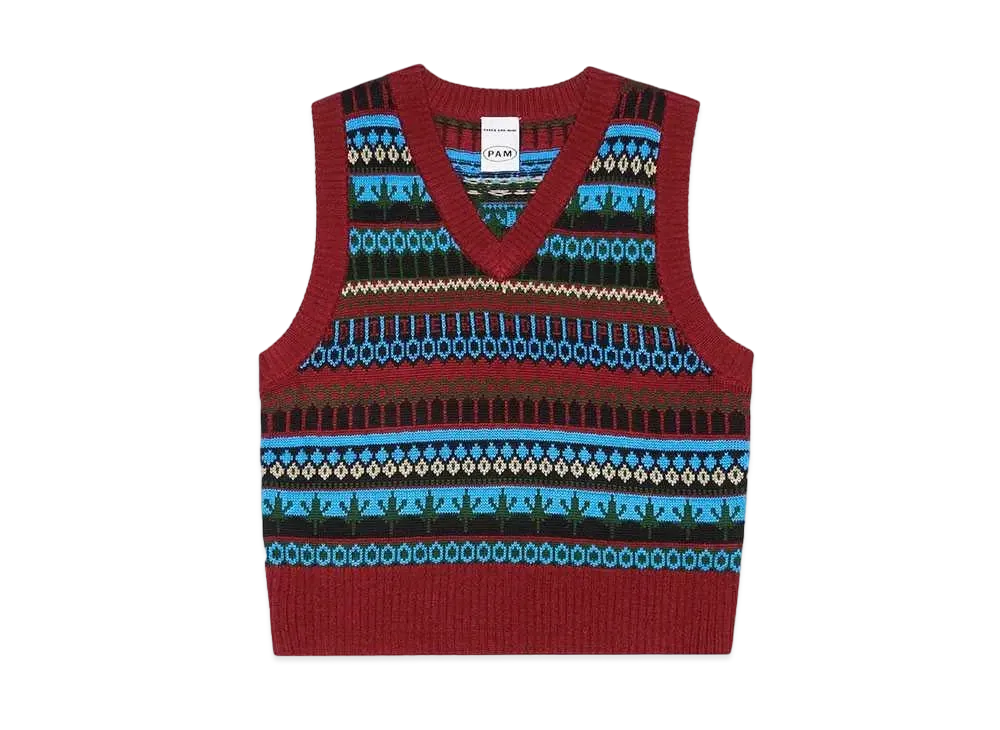 P.A.M. HANDMADE HOUSES FAIR ISLE KNITTED VEST "BEAUJOLAIS"