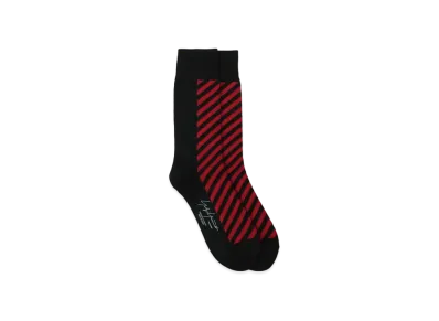 Yohji Yamamoto 32/1C/AC Plain Stitch Stripe Socks "Black"