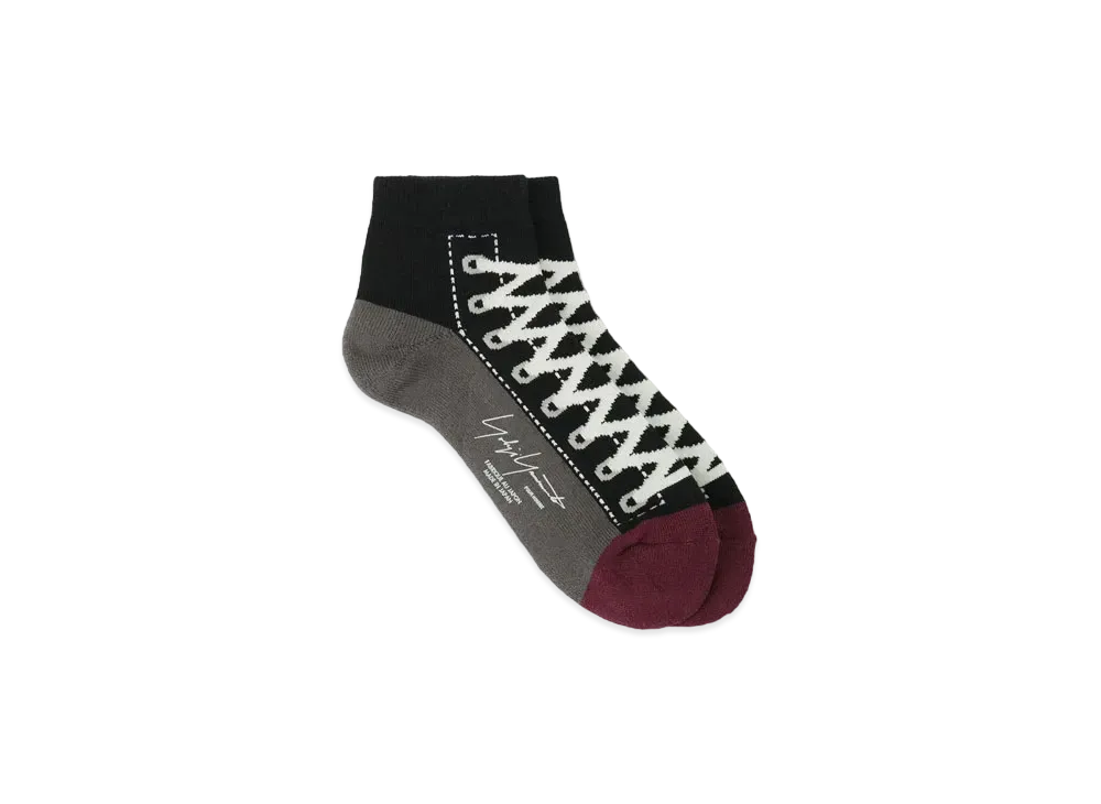 Yohji Yamamoto C/AC Plain Stitch Pile Sneaker Socks "Black"