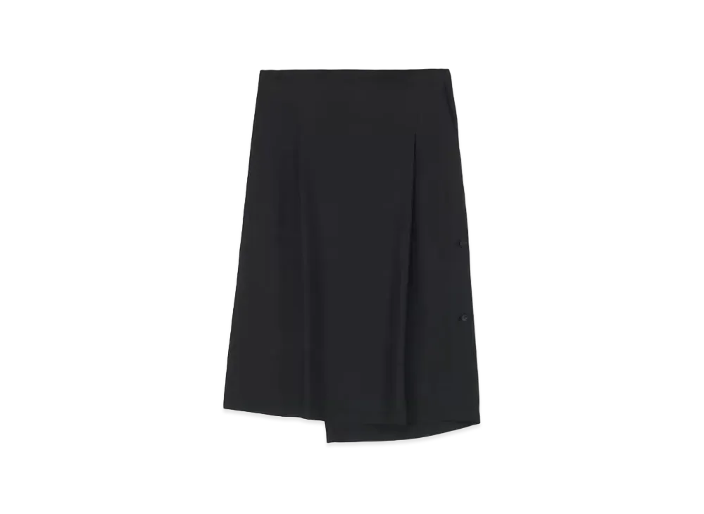 Yohji Yamamoto 24Momme Spun Silk Twill Y-Side Vent Tuck Wrap Cloth "Black"