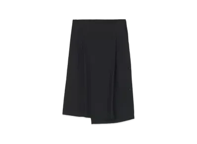 Yohji Yamamoto 24Momme Spun Silk Twill Y-Side Vent Tuck Wrap Cloth "Black"
