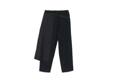 Yohji Yamamoto 100/1+401/1 Y-Pants W/ Pleated Wrap Cloth "Black"