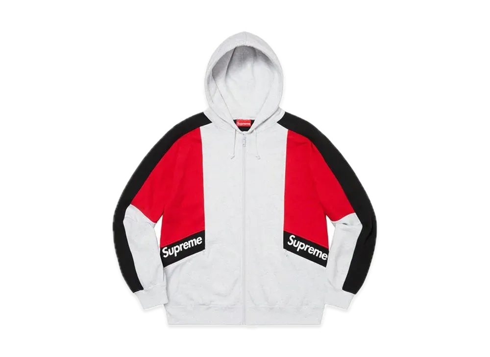 Supreme Color Blocked Zip Up Hooded Sweatshirt "Ash Grey"