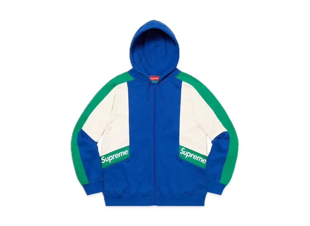 Supreme Color Blocked Zip Up Hooded Sweatshirt "Royal"