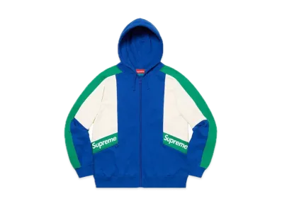 Supreme Color Blocked Zip Up Hooded Sweatshirt "Royal"