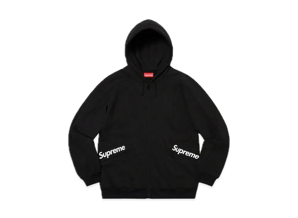Supreme Color Blocked Zip Up Hooded Sweatshirt "Black"