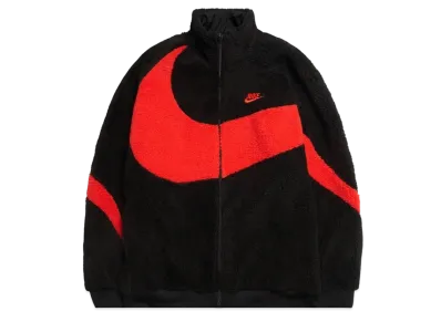 Nike Big Swoosh Reversible Boa Jacket "Black Chili Red"