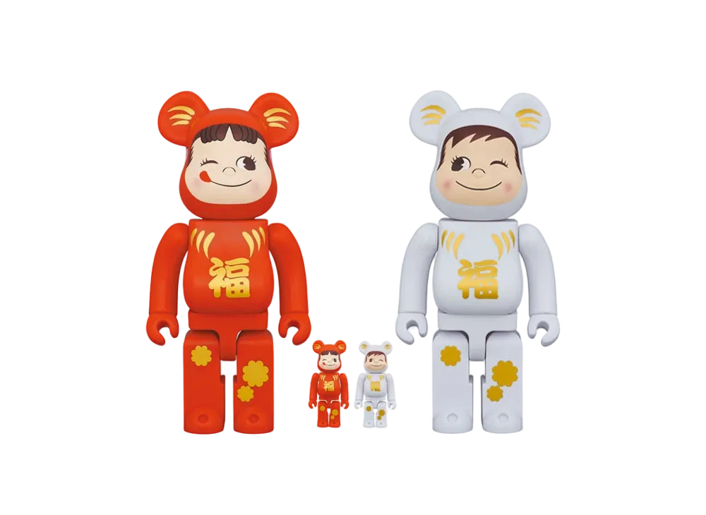Bearbrick Daruma Peko-chan & Poco-chan 100% & 400% (Set of 4)