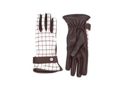 Maison Margiela Plaid Pattern Leather Gloves