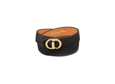 Dior 30 Montaigne Double Bracelet Calfskin and Gold-Finish Metal "Black"