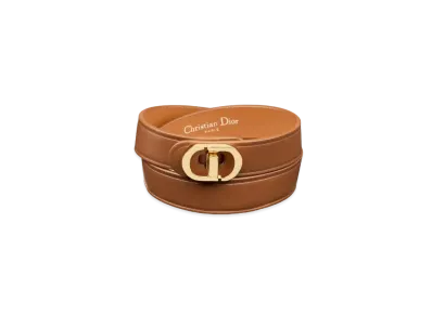 Dior 30 Montaigne Double Bracelet Calfskin and Gold-Finish Metal "Cognac"