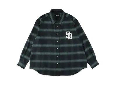 WIND AND SEA x MLB San Diego Padres Check Shirt "Navy Green"