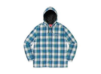 Supreme Quilted Hooded Plaid Shirt "Blue"