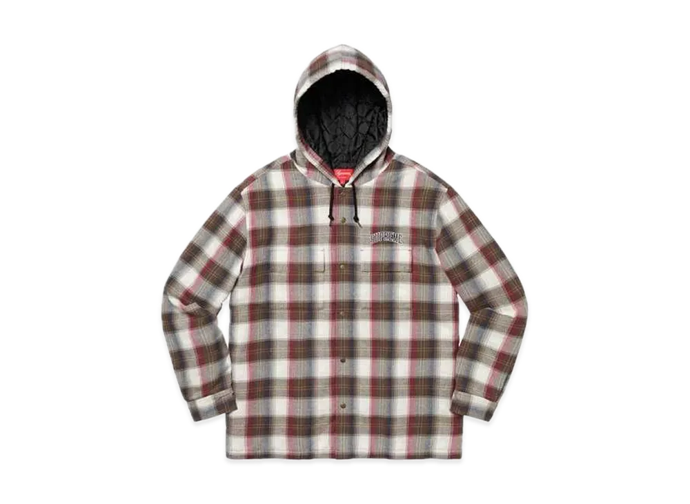 シュプリーム キルテッド フーデッド プレイド シャツ "ブラウン"