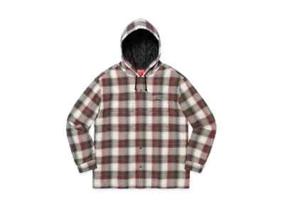 Supreme Quilted Hooded Plaid Shirt "Brown"