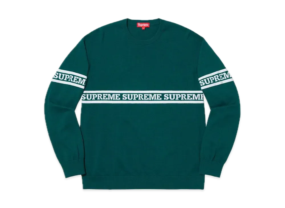 シュプリーム ロゴ ストライプ ニットトップ "ダーク ティール"