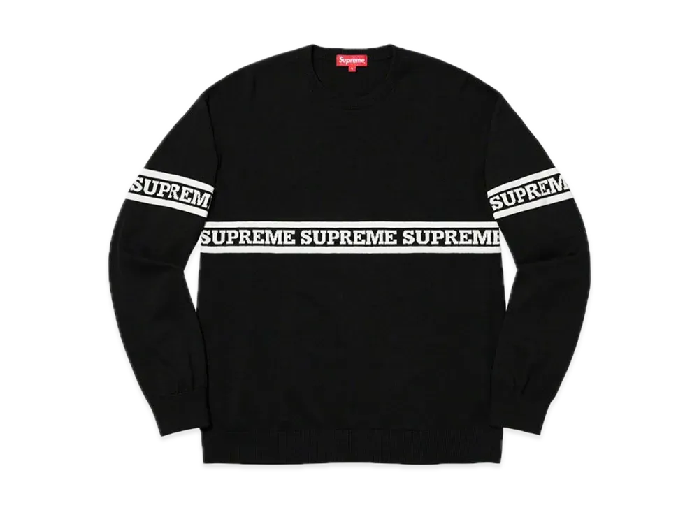 シュプリーム ロゴ ストライプ ニットトップ "ブラック"
