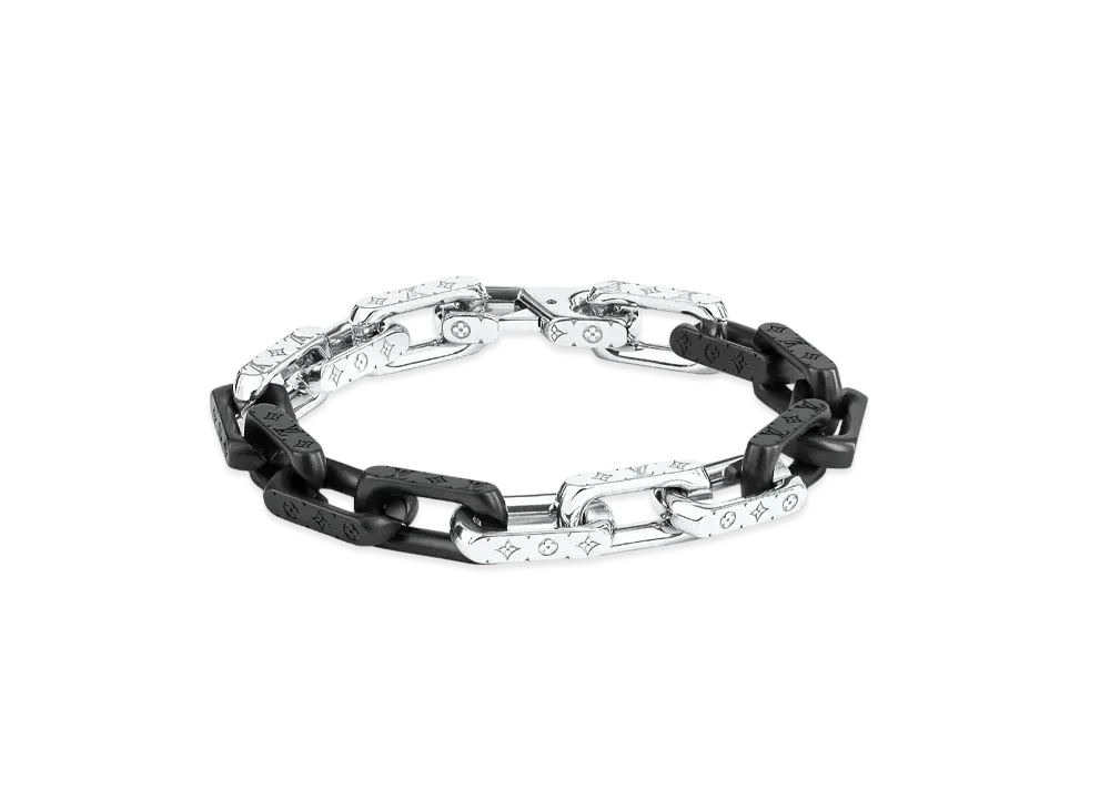 Louis Vuitton Monogram Chain Bracelet "Silver/Black"