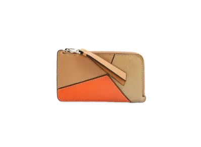 LOEWE Puzzle Coin Cardholder In Classic Calfskin "Warm Dessert/Orange"