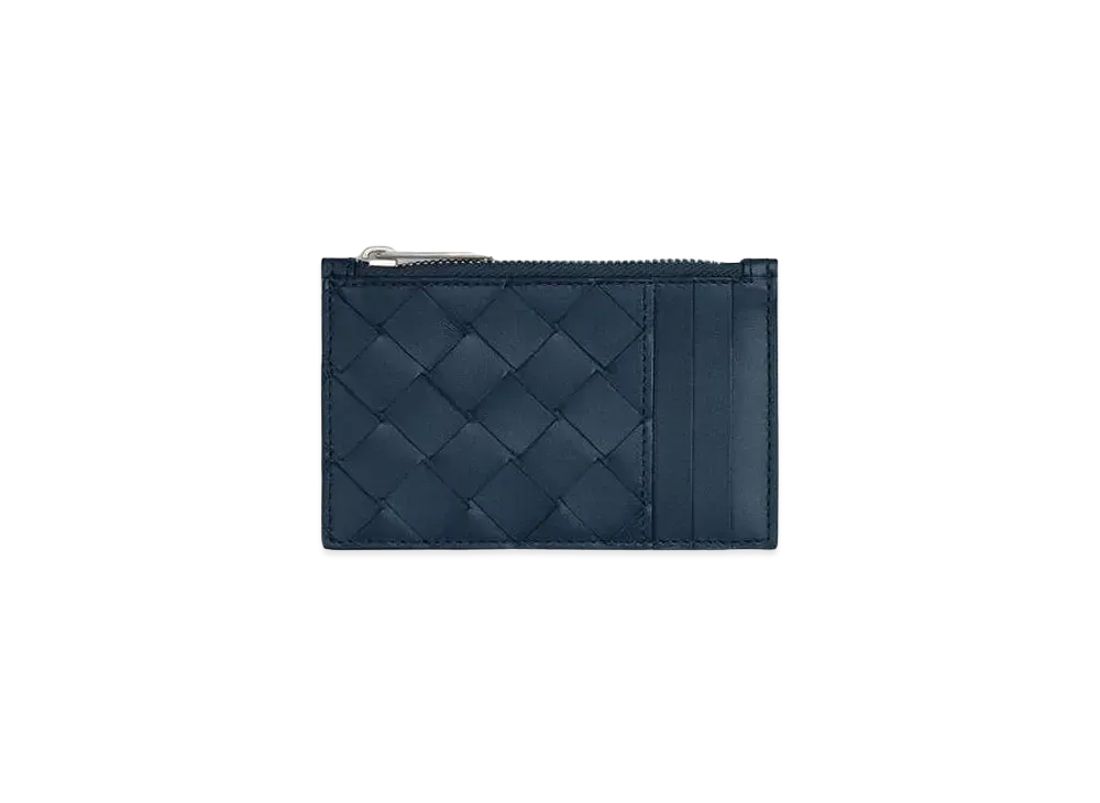 Bottega Veneta Zipped Card Case "Deep Blue"