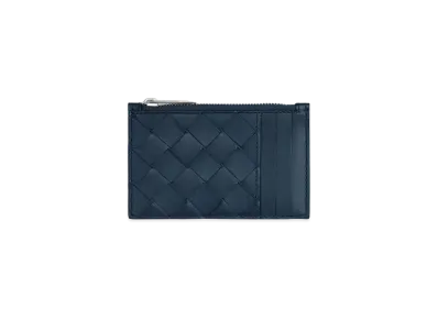 Bottega Veneta Zipped Card Case "Deep Blue"