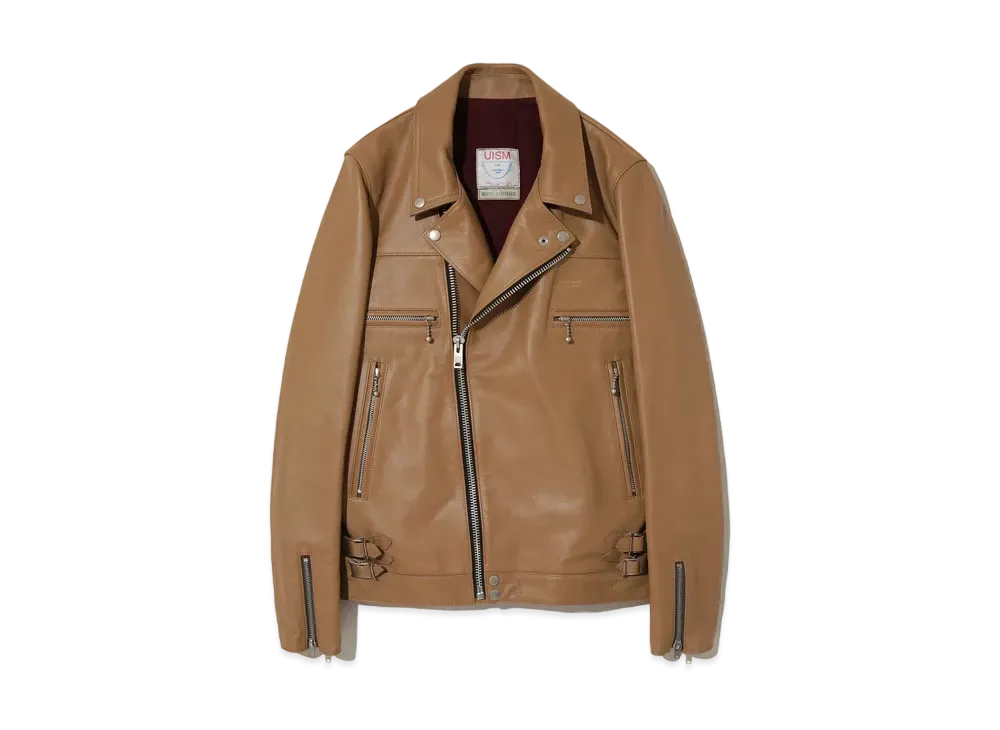 UNDERCOVER Leather Biker Jacket "Beige"