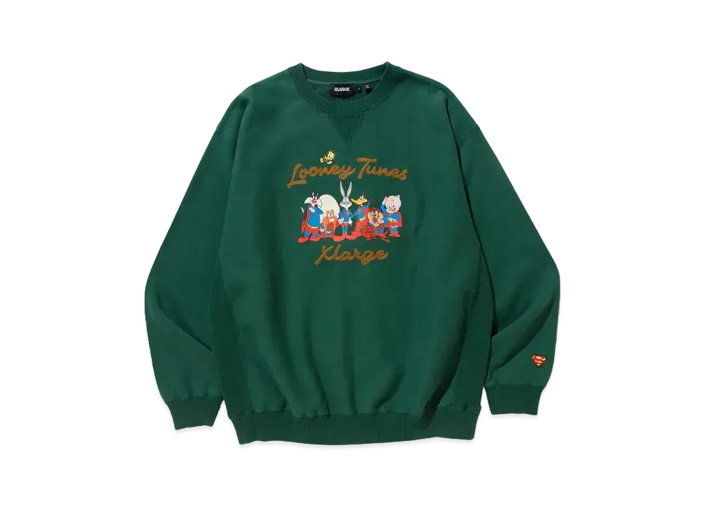 XLARGE x LOONEY TUNES Crewneck Sweat "Green"