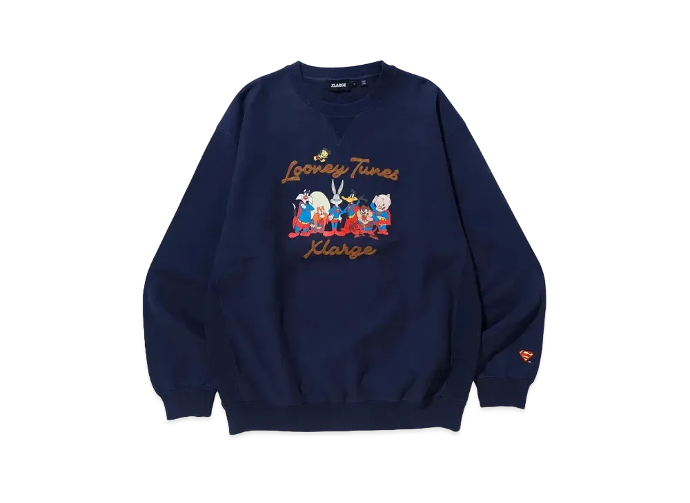 XLARGE x LOONEY TUNES Crewneck Sweat "Navy"
