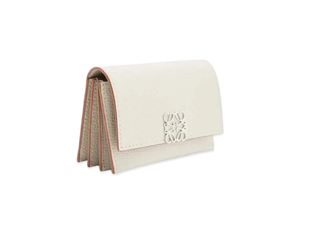 LOEWE Anagram Accordion Cardholder In Pebble Grained Calfskin "Light Ghost"