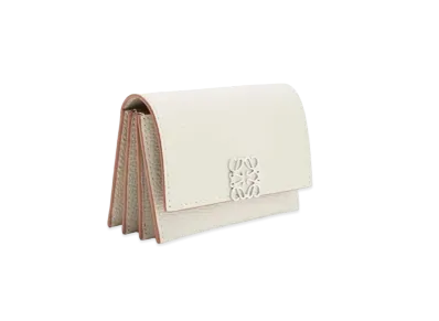 LOEWE Anagram Accordion Cardholder In Pebble Grained Calfskin "Light Ghost"