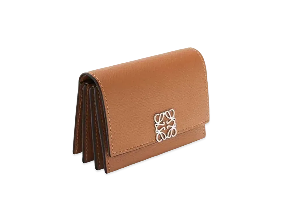 LOEWE Anagram Accordion Cardholder In Pebble Grained Calfskin "Tan"