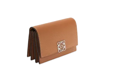 LOEWE Anagram Accordion Cardholder In Pebble Grained Calfskin "Tan"