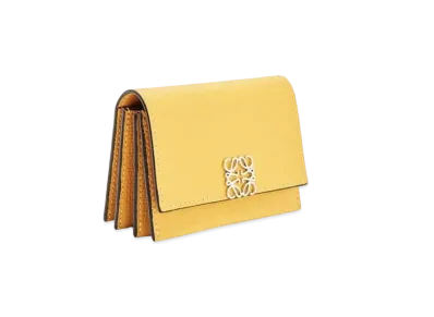 LOEWE Anagram Accordion Cardholder In Pebble Grained Calfskin "Yellow Mango"