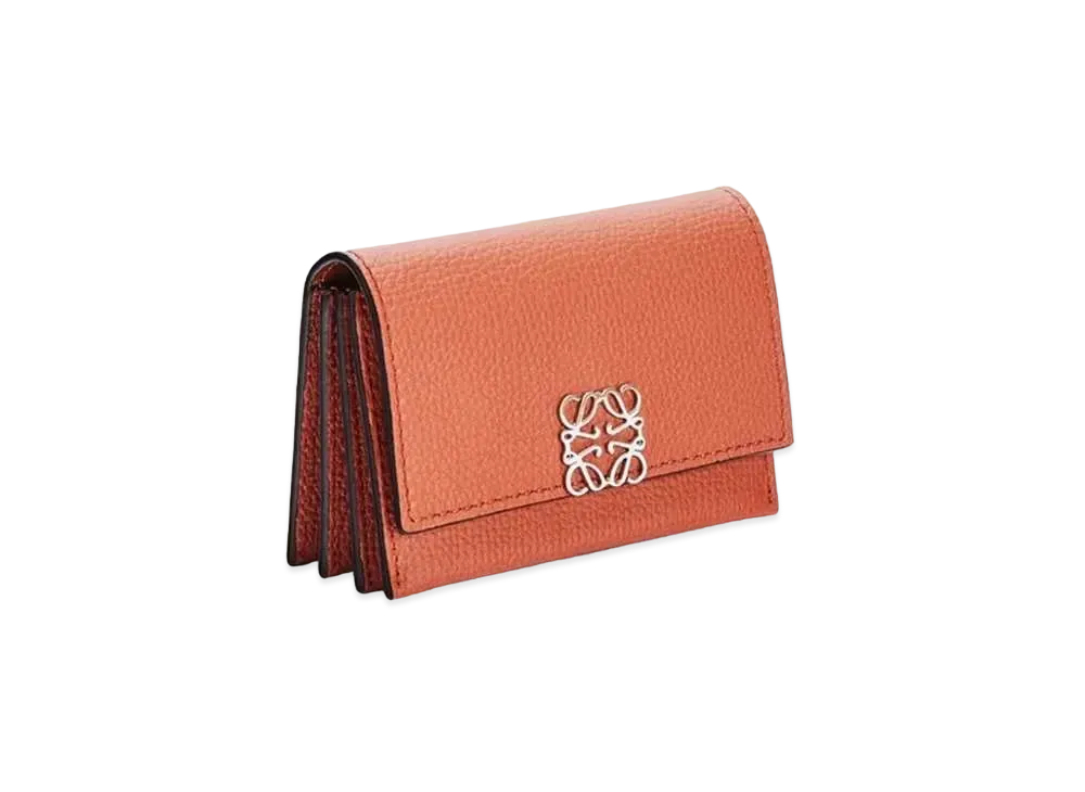 LOEWE Anagram Accordion Cardholder In Pebble Grained Calfskin "Pumpkin"
