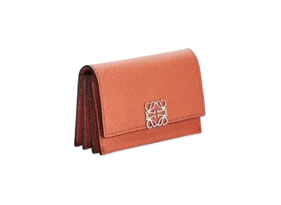 LOEWE Anagram Accordion Cardholder In Pebble Grained Calfskin "Pumpkin"