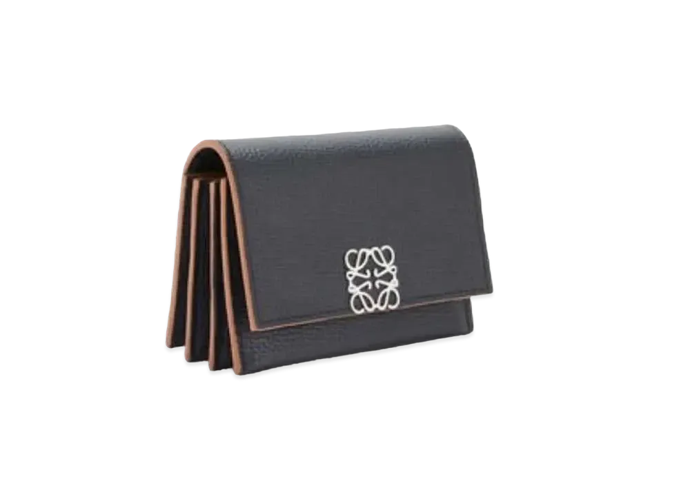 LOEWE Anagram Accordion Cardholder In Pebble Grained Calfskin "Black"