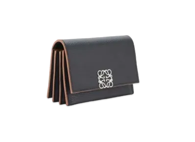 LOEWE Anagram Accordion Cardholder In Pebble Grained Calfskin "Black"