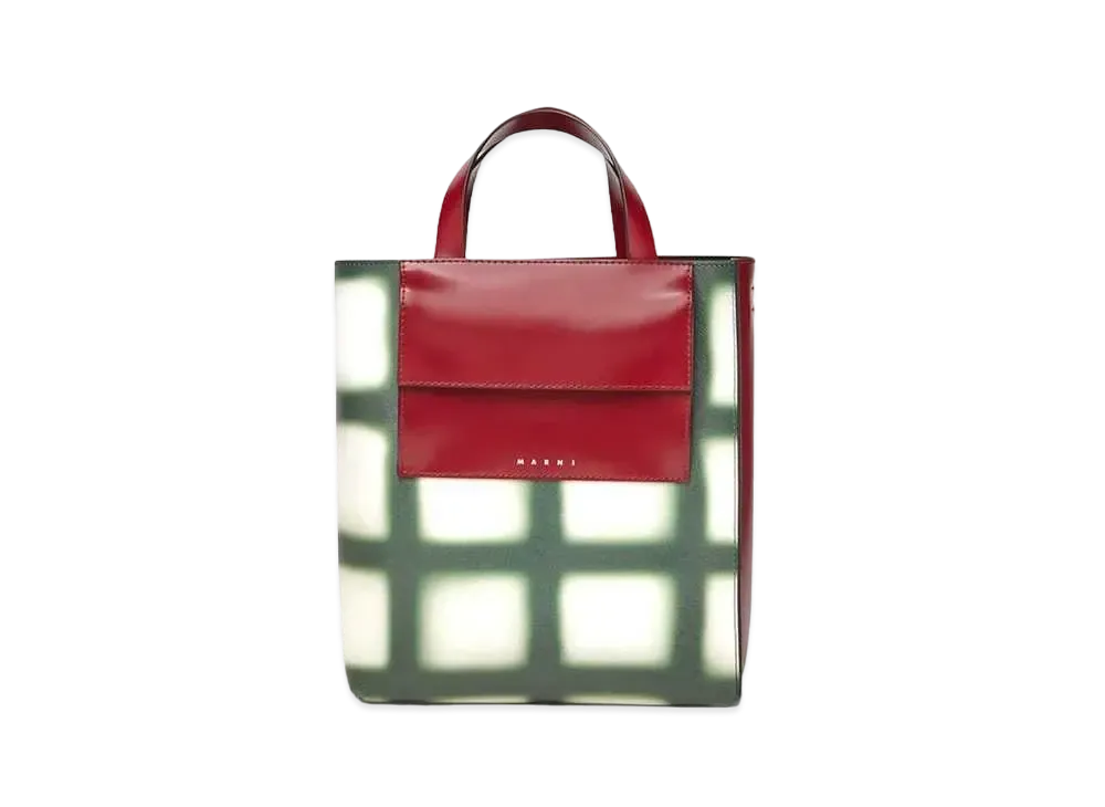 Marni MUSEO Bag In Check Design Saffiano Calfskin With External Pocket