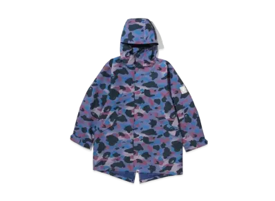 A BATHING APE Grid Camo Relaxed Fit Fish Tail Coat "Purple"