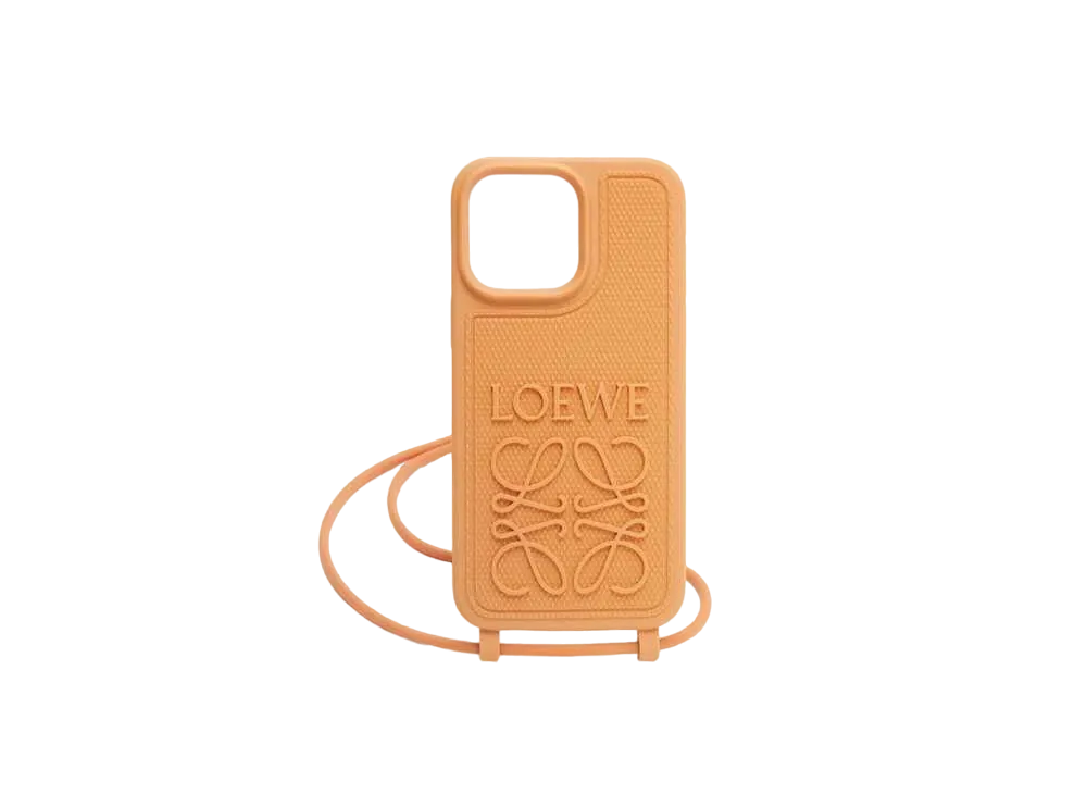 LOEWE iPhone 14 Pro Max Case In Diamond Rubber With A Strap "Natural"