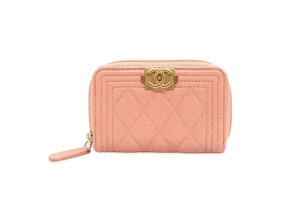 CHANEL Caviar Skin Boy Chanel Coin Purse "Pink Beige"