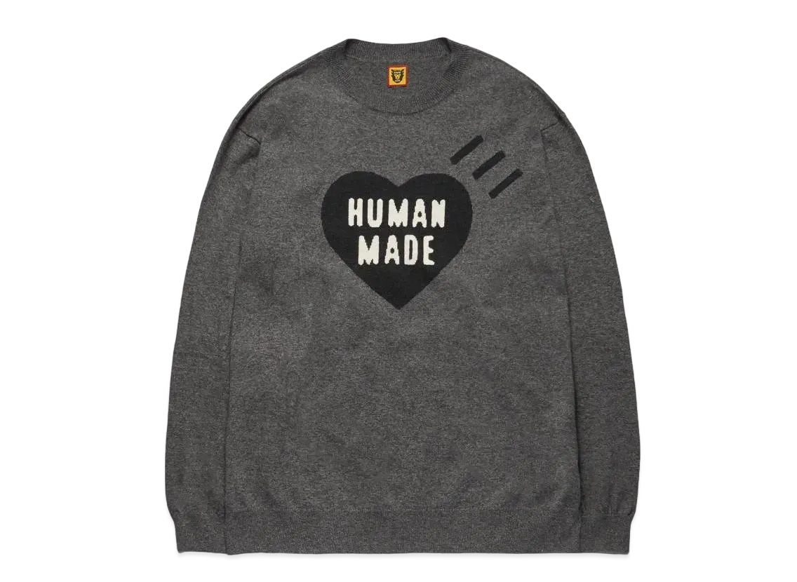HUMAN MADE HEART L/S KNIT SWEATER "Gray"