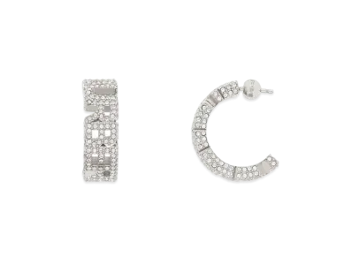 Burberry Crystal Detail Palladium-Plated Logo Hoop Earrings "Palladio/Crystal"