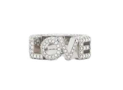 Burberry Crystal Detail Palladium-Plated Love Ring "Palladium/Crystal"