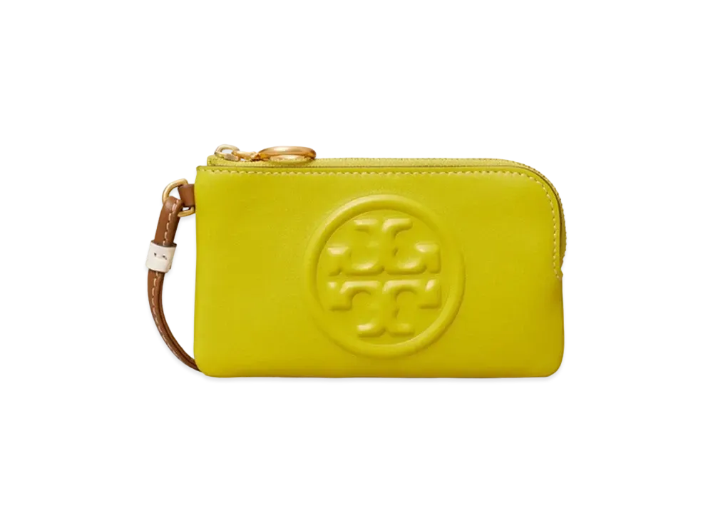 Tory Burch Perry Bombe Color Block Top Zip Card Case "Island Chartreuse"