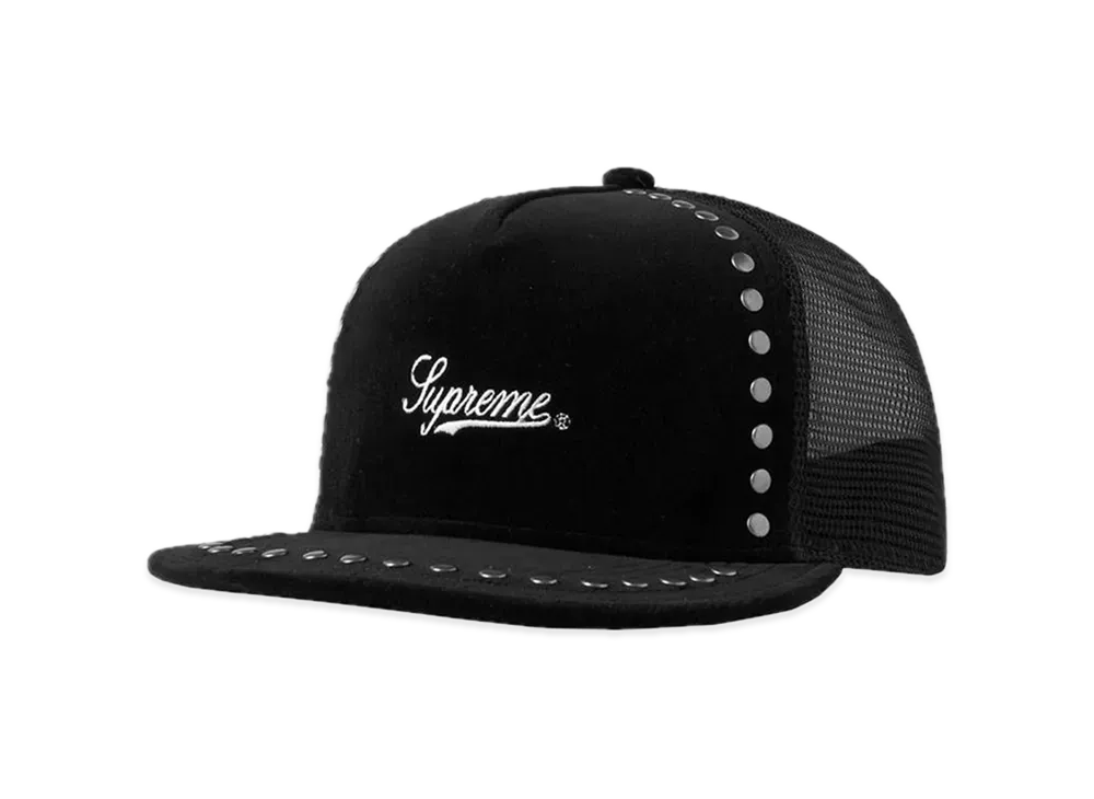 シュプリーム スタディッド ベルベット メッシュ バック 5-パネル "ブラック"