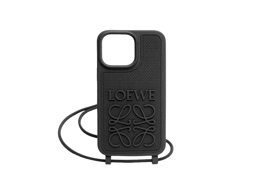 大人気☆ロエベ☆iPhone14pro maxケース☆アナグラム☆ストラップ☆黒