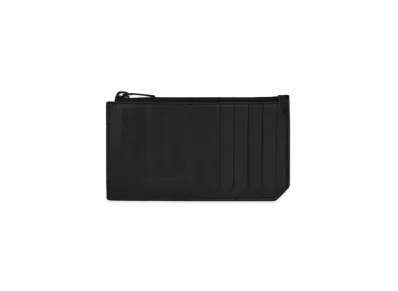 Saint Laurent Paris Fragments Zipped Card Case In Chevron Quilted Leather "Black"